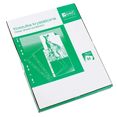 Afbeelding van D.RECT ​​ geperforeerde hoezen DIN A4 55 micron verpakking met 100 stuks transparant geperforeerd glad polypropyleen zakken hoogwaardige kartonnen