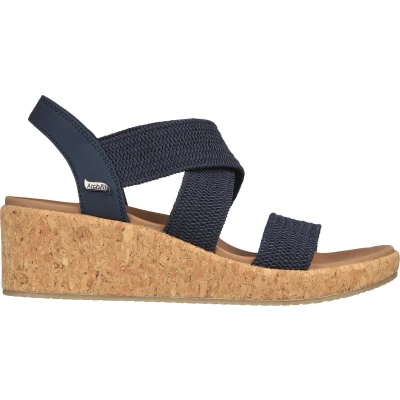 Afbeelding van Skechers Sandalen met sleehak, Dames, Maat: 40, Blauw Textiel