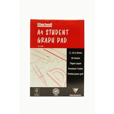 Afbeelding van Clairefontaine Ref J34BZ Chartwell grafisch blok (bevat 50 vellen) DIN A4 (210 x 297 mm), vierkante lijnen 2, 10 en 20 mm, geperforeerd papier 70 g/m², FSC gecertificeerd