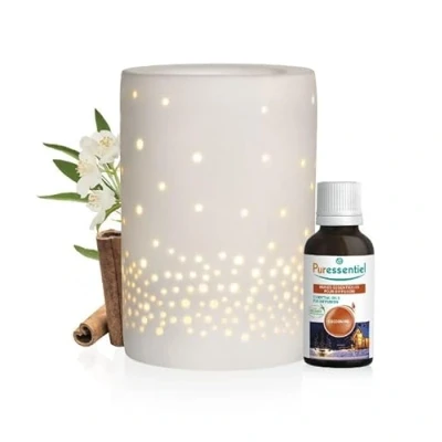 Afbeelding van Puressentiel LUMINI Diffuser met zachte warmte 1 cocooning diffusie olie 10 ml gratis Kerstgeschenkdoos Aromatherapie