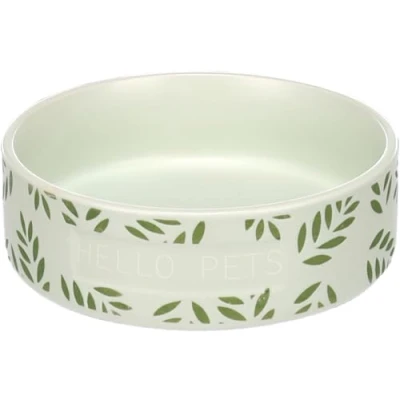 Afbeelding van Flamingo Leafs Voerbak, rond, groen, voor konijnen, 13 x 4 cm, 330 ml, voer en water, antislip gemakkelijk te reinigen