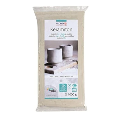 Afbeelding van Glorex 61780702 6 1780 702 Keramiton, modelleerklei, 1000 g, wit, klei, 18 x 9 3,5 cm