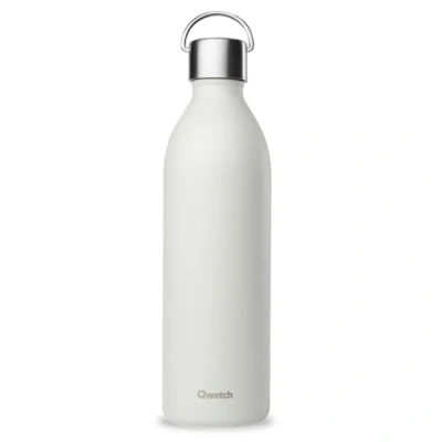 Afbeelding van Qwetch Thermosfles Active grijs 1 liter Drinkfles met handvat van gerecycled roestvrij staal 24 uur koud en 12 warm Waterdicht, BPA vrij compact