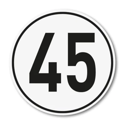 Afbeelding van 45 km/u sticker I Maat Ø 10 cm Snelheidssticker Hin_722