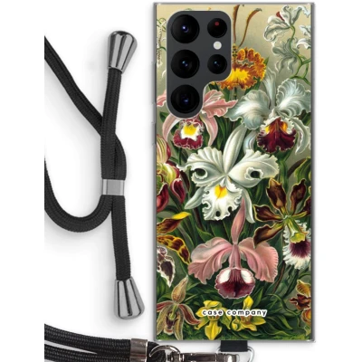 Afbeelding van Case Company® hoesje met Koord geschikt voor Samsung Galaxy S22 Ultra Haeckel Orchidae Telefoonhoesje Zwart Bescherming aan alle Kanten en Over de Schermrand