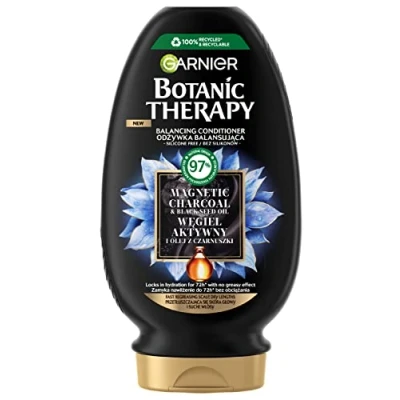 Afbeelding van Botanic Therapy balancing conditioner voor vet haar en droge hoofdhuid Geactiveerde houtskool komijnolie 200ml