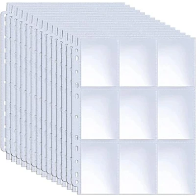 Afbeelding van KAHEIGN 32 stuks verzamelkaarthoezen 540 dubbelzijdige hoezen 11 gat Van transparant plastic Voor Pokémon Yu Gi Oh Sports speelkaarten 3 rings ordner