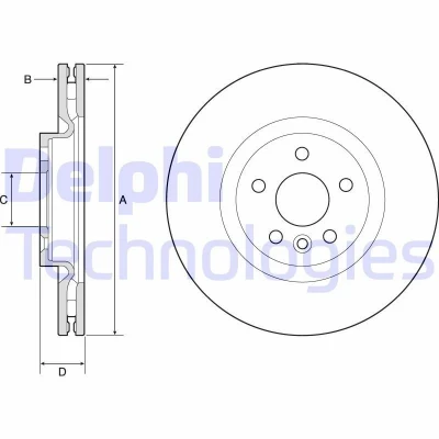 Afbeelding van DELPHI BG9183C Remschijf 325 30 5 Geventileerd Gecoat High carbon Zonder wiellager, ABS sensorring LAND ROVER: Range Rover Evoque