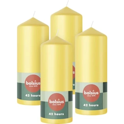 Afbeelding van Bolsius Gladde Stompkaarsen 15cm 4 stuks Geel