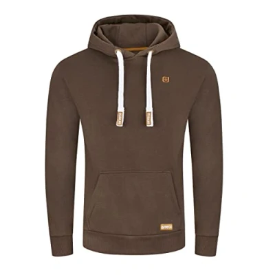 Afbeelding van riverso herentrui met capuchon RIVLinus hoodie sweatshirt pullover kangoeroezakken regular fit effen katoen grijs bruin groen rood blauw zwart S M L XL 2XL 3XL 4XL 5XL, Dark Brown (21400),