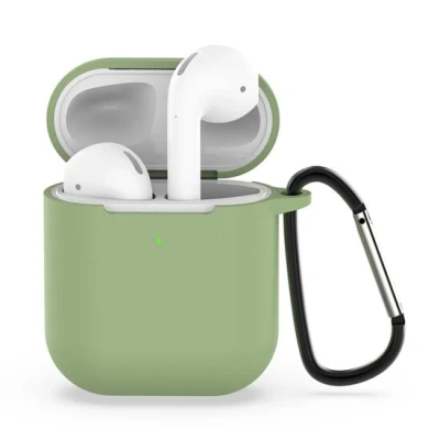 Afbeelding van AirPods siliconen hoesje voor 1/2 Groen + handige clip