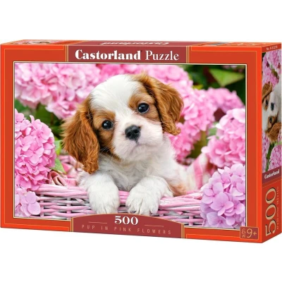 Afbeelding van Castorland Legpuzzel Pup In Pink Flowers 500 Stukjes