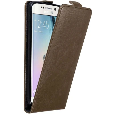 Afbeelding van Cadorabo Hoesje geschikt voor Samsung Galaxy S6 EDGE in KOFFIE BRUIN Beschermhoes flip design Case Cover met magnetische sluiting