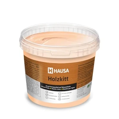 Afbeelding van HAUSA Elzenhoutplamuur, 1 kg, houtplamuur, plamuur voor het repareren van houtschade, klaar gebruik, uitstekende vulkracht, sneldrogend