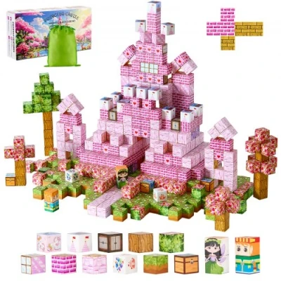 Image de VEVOR Blocs Construction Magnétiques Enfant 100 PCS Château Princesse à Empiler