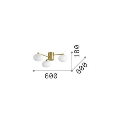 Afbeelding van Ideal Lux Hermes plafondlamp, wit, 60 cm, 3 lamps, glas