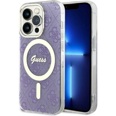 Afbeelding van Guess 4G Back Case (MagSafe Compatible) Geschikt voor Apple iPhone 14 Pro (6.1&quot;) Paars