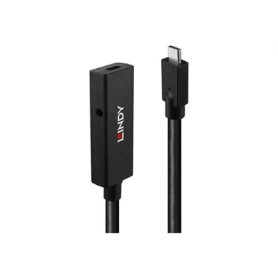 Image de Lindy Câble d&#039;extension USB 24 pin C (M) pour C, prise CC 3,5 mm (F) 3.2 Gen 2 5 m actif noir