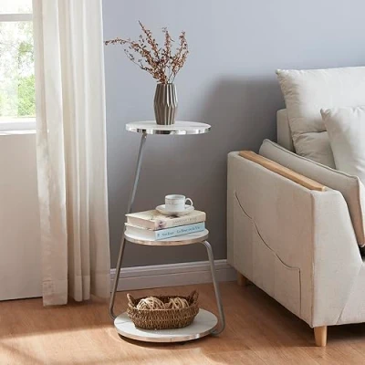 Afbeelding van Bijzettafel Sipoo 74x46x37cm marmer wit