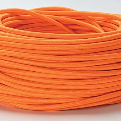 Afbeelding van ORION LIGHTSTYLE Textielstroomkabel voor lampen, 5 m, oranje, 3 aderig (3 x 0,75 mm²), kunststof stroomkabel met aardingskabel, textielmantel