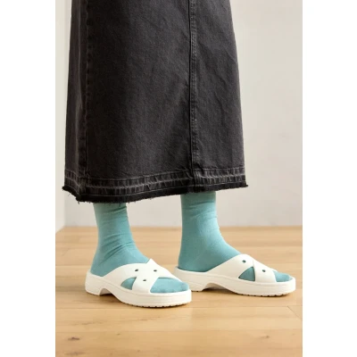 Afbeelding van Crocs Womens Cross Strap Badslippers, Dames, Maat: 41/42, Chalk Kunststof