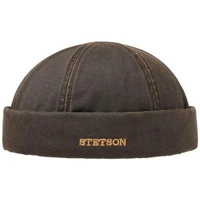 Afbeelding van STETSON docker gebreide muts voor heren de winter beanie katoen met revers, mutsen, voering, klittenbandsluiting herfst en winter, zwart.