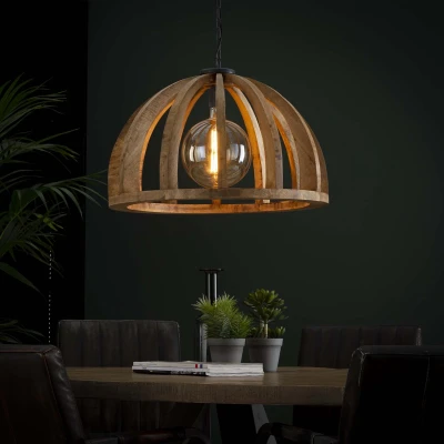 Afbeelding van AnLi Style Hanglamp Ø60 gebogen houten spijlen