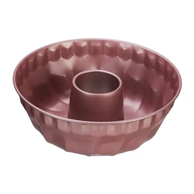 Afbeelding van Relaxdays tulband bakvorm Ø 25 cm anti aanbaklaag carbonstaal ronde cakevorm roze