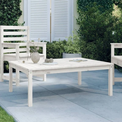 Afbeelding van Tuintafel 121x82,5x45 cm massief grenenhout wit