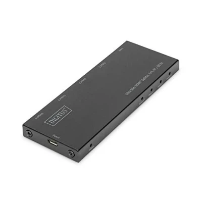 Afbeelding van Digitus DS 45323 4 poorten HDMI splitter LED weergave, Met metalen behuizing, Ultra HD geschikt 4096 x 2160 Pixel Zwart
