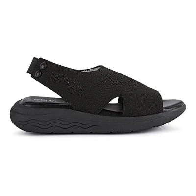 Afbeelding van Geox Spherica EC5 Sandalen met sleehak, Dames, Maat: 39, Black Textiel/ synthetisch