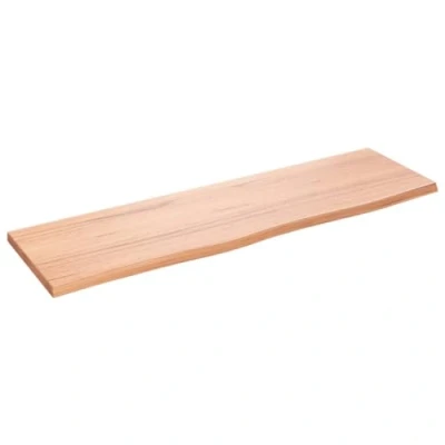 Afbeelding van Wastafelblad 100x30x2 cm behandeld massief hout lichtbruin