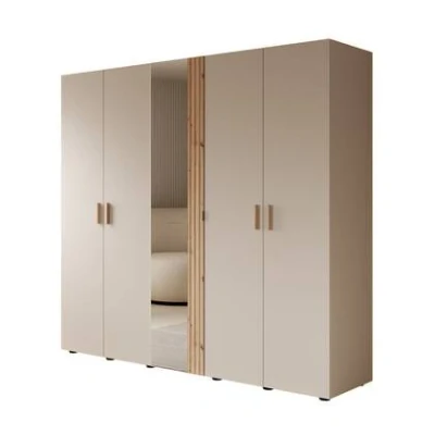 Afbeelding van Meubella Kledingkast Bahia Beige 224 cm Met spiegel
