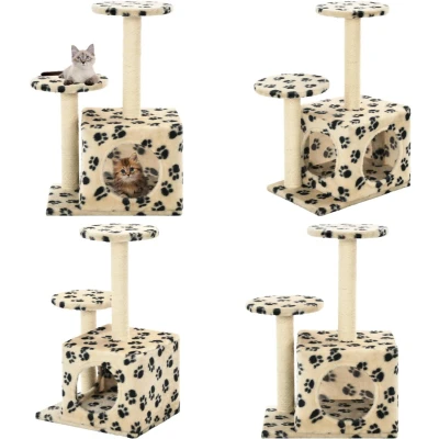 Afbeelding van vidaXL Kattenkrabpaal met sisal krabpalen 60 cm pootafdrukken beige