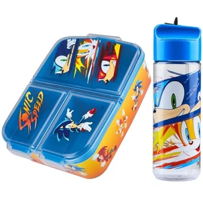 Afbeelding van SONIC THE HEDGEHOG Broodtrommel met vakken en drinkfles voor kinderen, school uitje