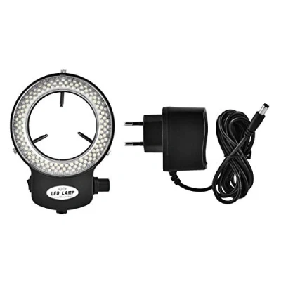 Afbeelding van Akozon Led lichtmicroscoop, microscoopcamera, 144 leds, 4,5 W, ringlamp, instelbare helderheid, 64 mm, accessoires voor microscoop (zwart)