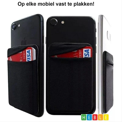 Afbeelding van *** 2 x Creditcardhouder Pasjeshouder Met Sluiting Kaarthouder voor Telefoon Zwart/2 stuks van Heble®