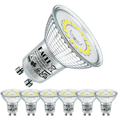 Afbeelding van EACLL Ledlamp, GU10, koudwit, 4,8 W, vervangt halogeen, 75 6 stuks, 585 lumen, 6000 K, niet dimbaar, schijnwerper zonder flikkeren, brede straal 120 graden, spot, AC 230 V, reflectorlamp