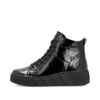 Afbeelding van Rieker Evolution HIGH Sneakers hoog, Dames, Maat: 40, Glanzschwarz Leer