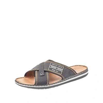 Afbeelding van Rieker 21064 herenslippers, Zwart antraciet 01.