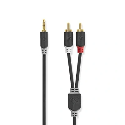 Image de Câble audio stéréo 3,5 mm mâle 2x rca mâles 10 m anthracite nedis