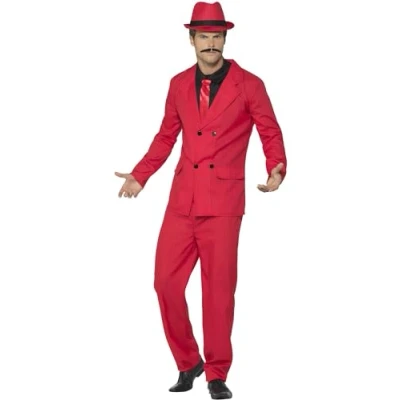 Afbeelding van Smiffy&#039;s Maffia Kostuum Rode Italiaanse Gangster Chicago Man Rood XL Carnavalskleding Verkleedkleding