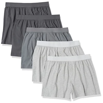 Image de Amazon Essentials Lot de 5 boxers en jersey coton pour homme (grandes tailles disponibles), gris chiné/anthracite mélangé, taille 4XL
