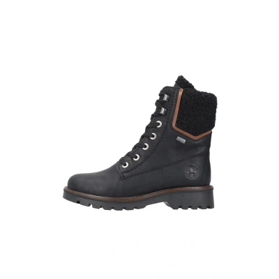 Afbeelding van Rieker 73230 veterlaarzen voor dames, zwart.