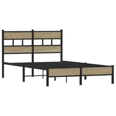 Afbeelding van Bedframe Led Massief Hout Wit 140X190 cm 120 x 190 / Sonoma eiken