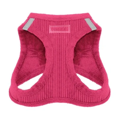 Afbeelding van Voyager Step In Plush Hondenharnas door Best Pet Supplies, Instap Harnas voor kleine en middelgrote honden, zacht pluche Fuchsia ribstof, L, Borst: 45.5 52 cm