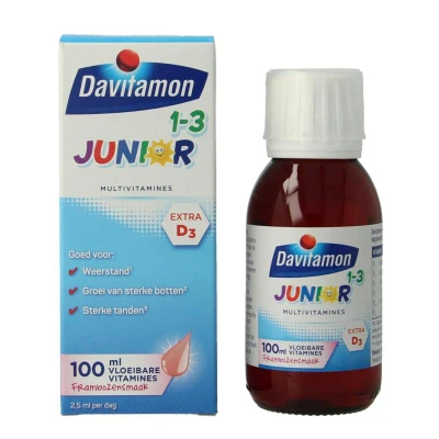 Afbeelding van Davitamon Junior 1+ vloeibare vitamines framboos