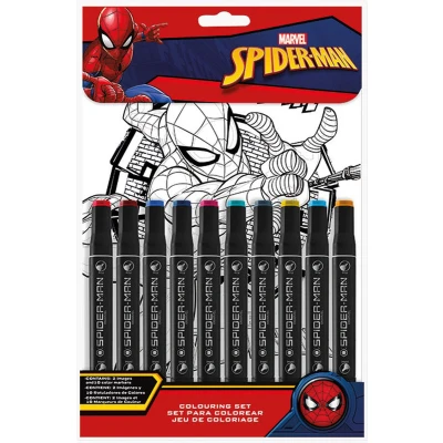 Afbeelding van Marvel Spider man Kleurset met stiften en 2 kleurplaten Spiderman hobby