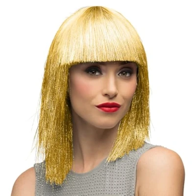 Afbeelding van Boland Pruik Crazy Goud Steil Halflang Vrouwen Showgirl Glitter and Glamour