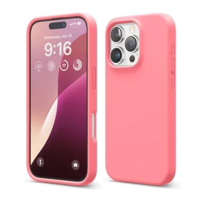 Afbeelding van elago Compatibel met iPhone hoesjes, hoogwaardige vloeibare siliconen hoes, volledige beschermhoes, schokbestendig, dunne telefoonhoes, zachte microvezelvoering